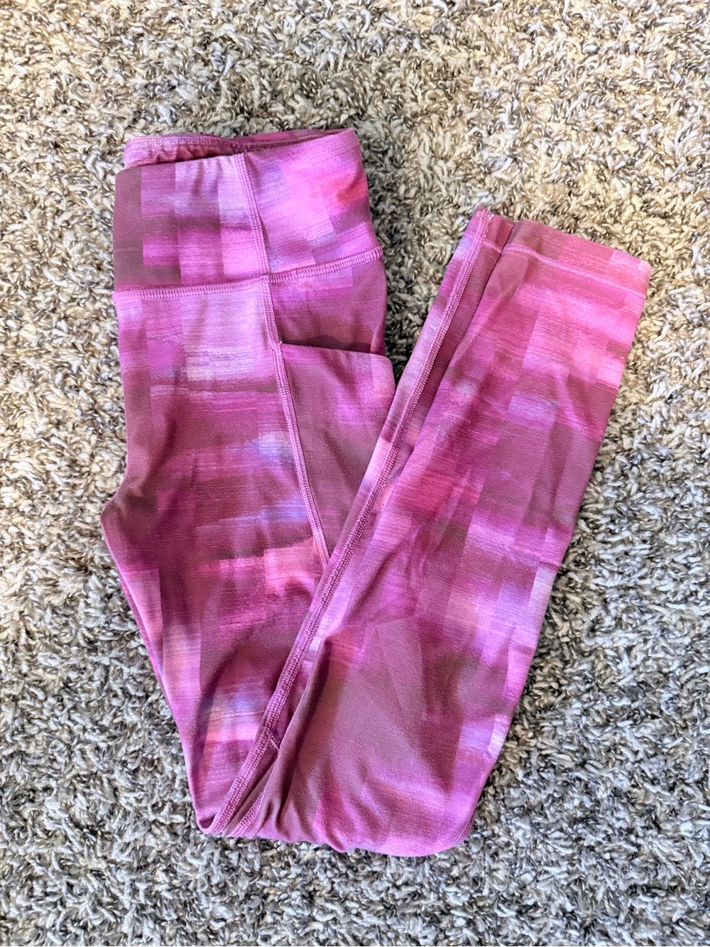 Athleta Girls' Pink and Magenta Patterned Full-Length Leggings